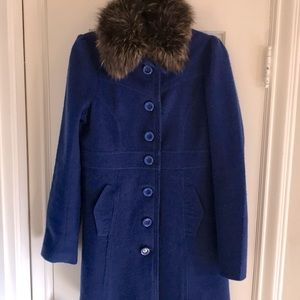 Free People Wool Coat with Removable Fur Collar